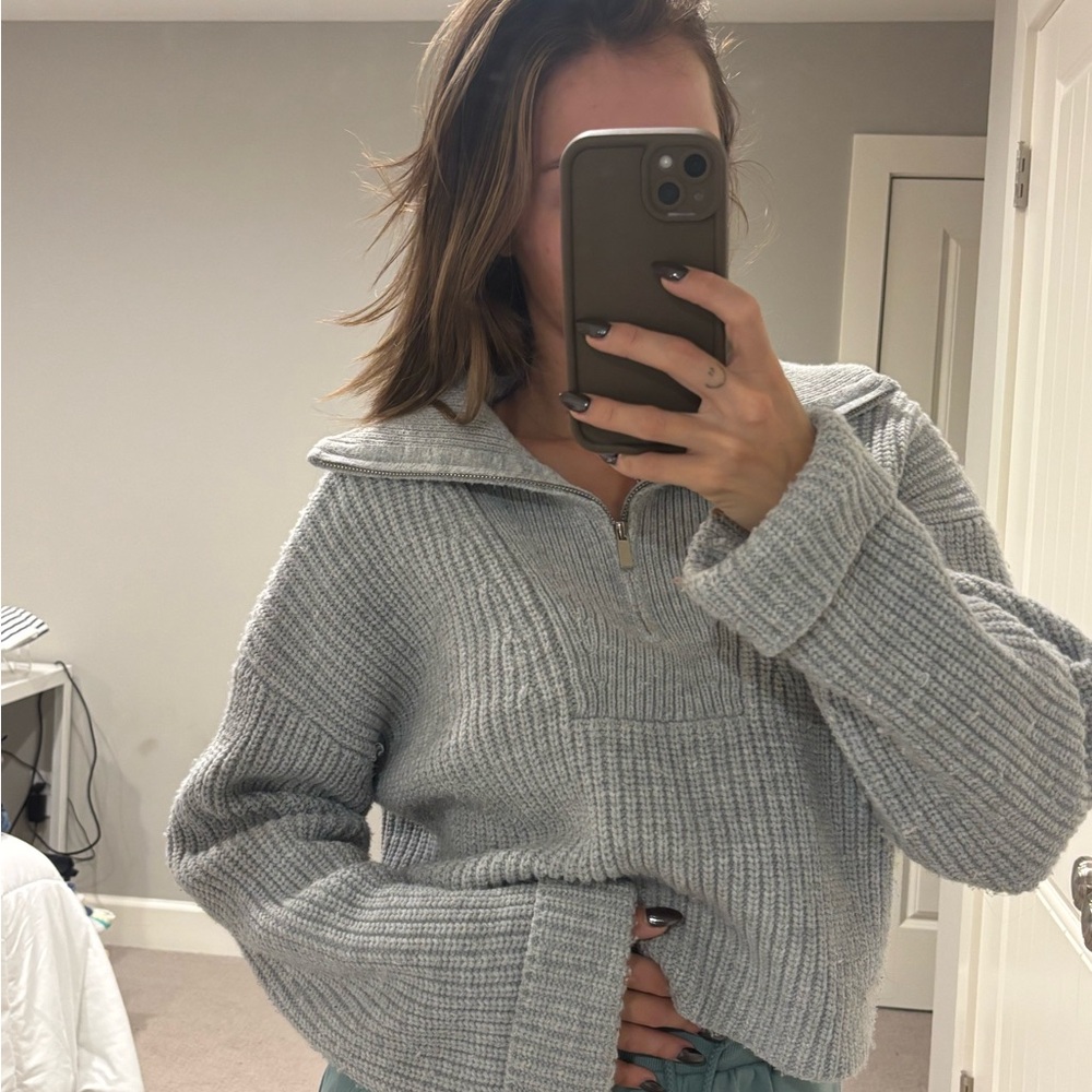 Cozy Gray Women's Knit quarter zip